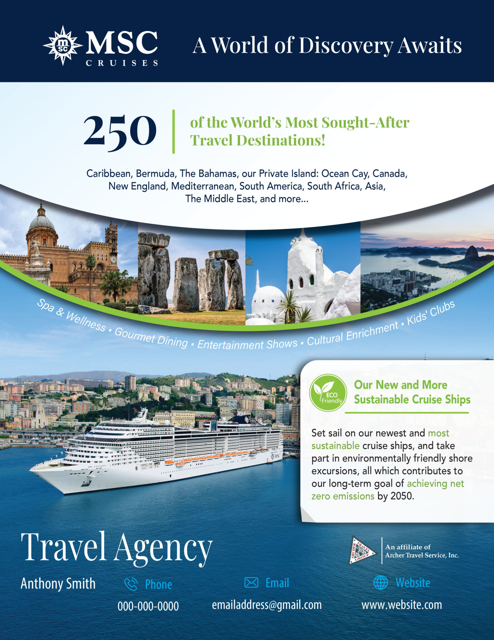 MSC Cruises Flyer Destinations Archer Evolution Travel Shop