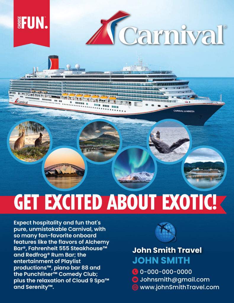Carnival Cruise Flyer Exotic Destinations Archer Evolution Travel