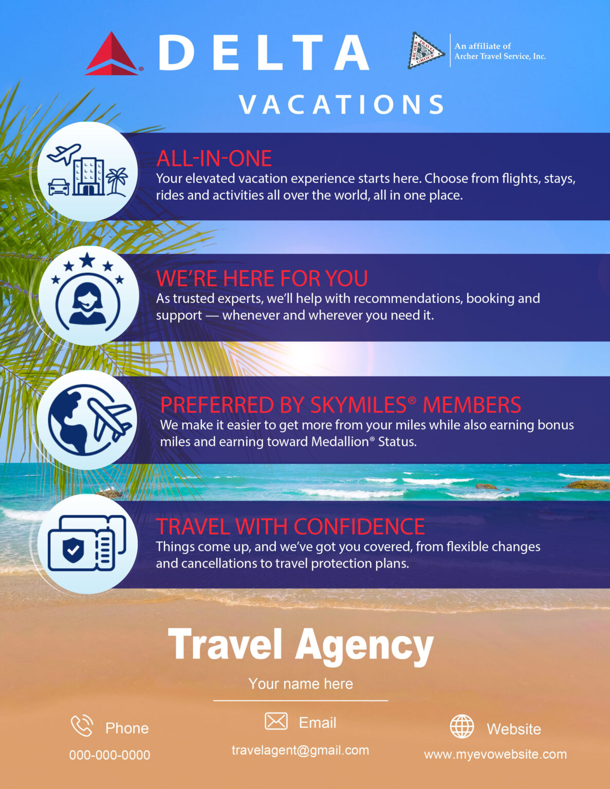Delta Vacations Flyer (All In One) Archer Evolution Travel Shop